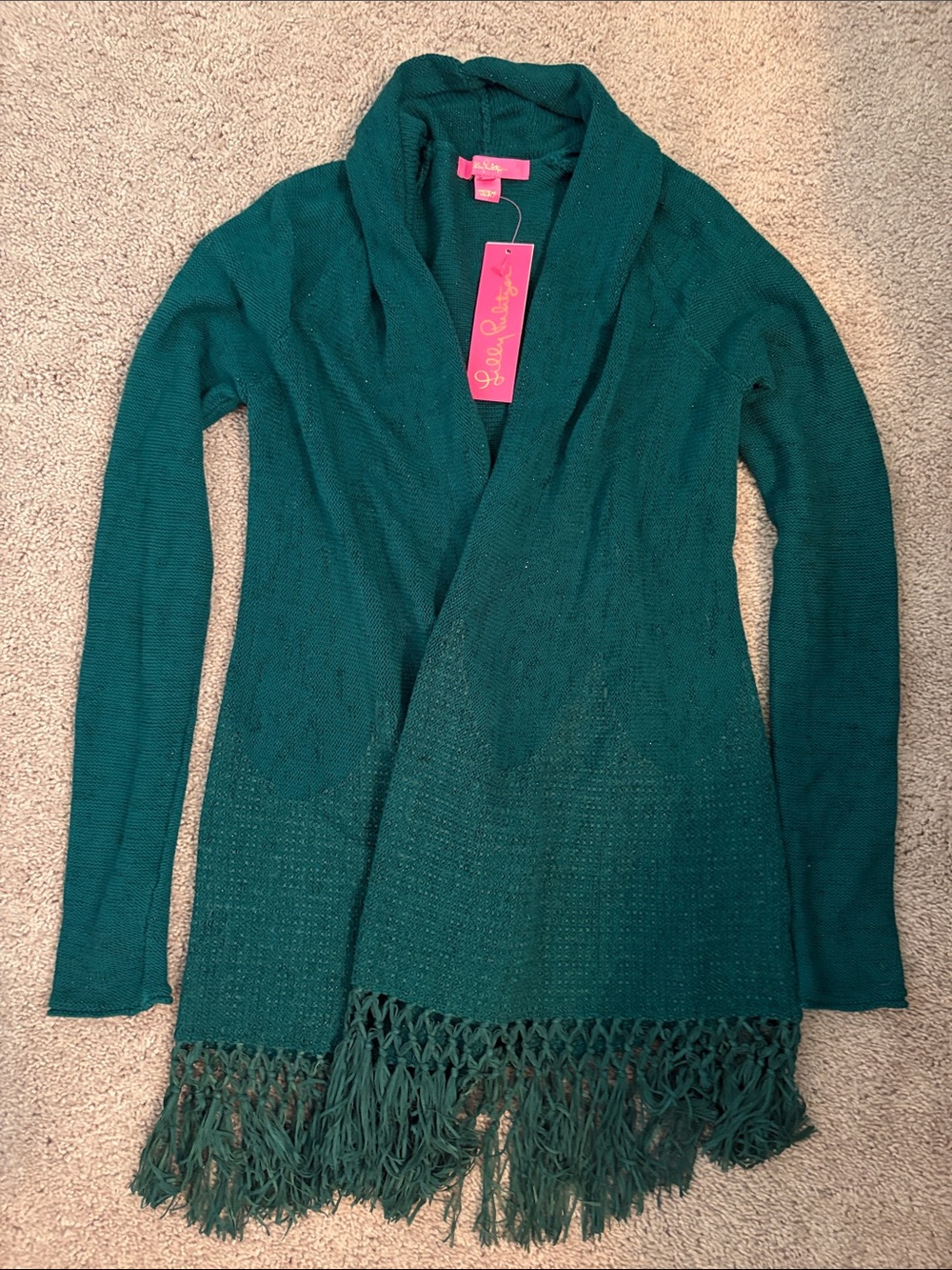 Lilly Pulitzer Fringed Tatum Cardigan XS, sparkle
